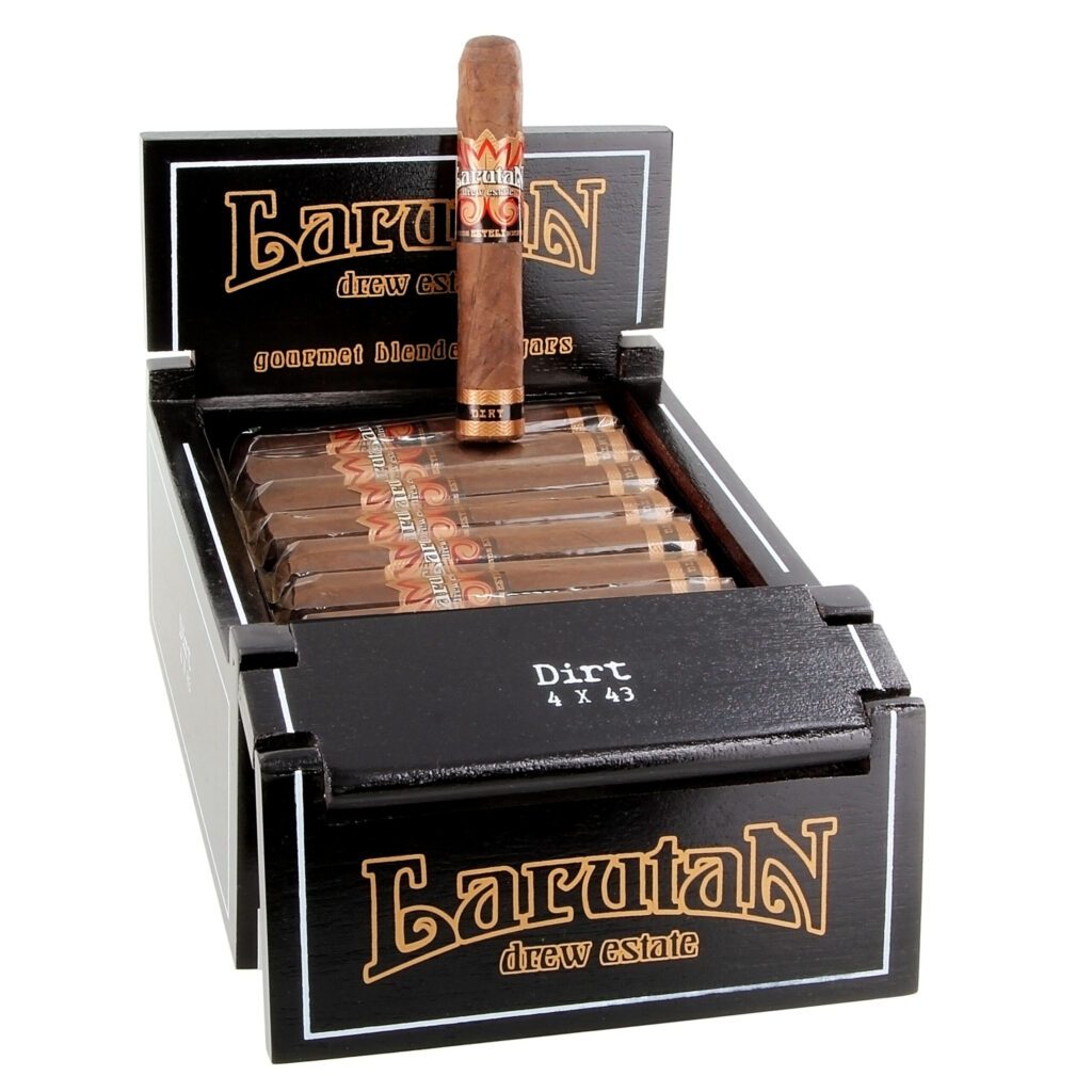 Larutan Drew Estate Dirt cigar in a sleek black box.