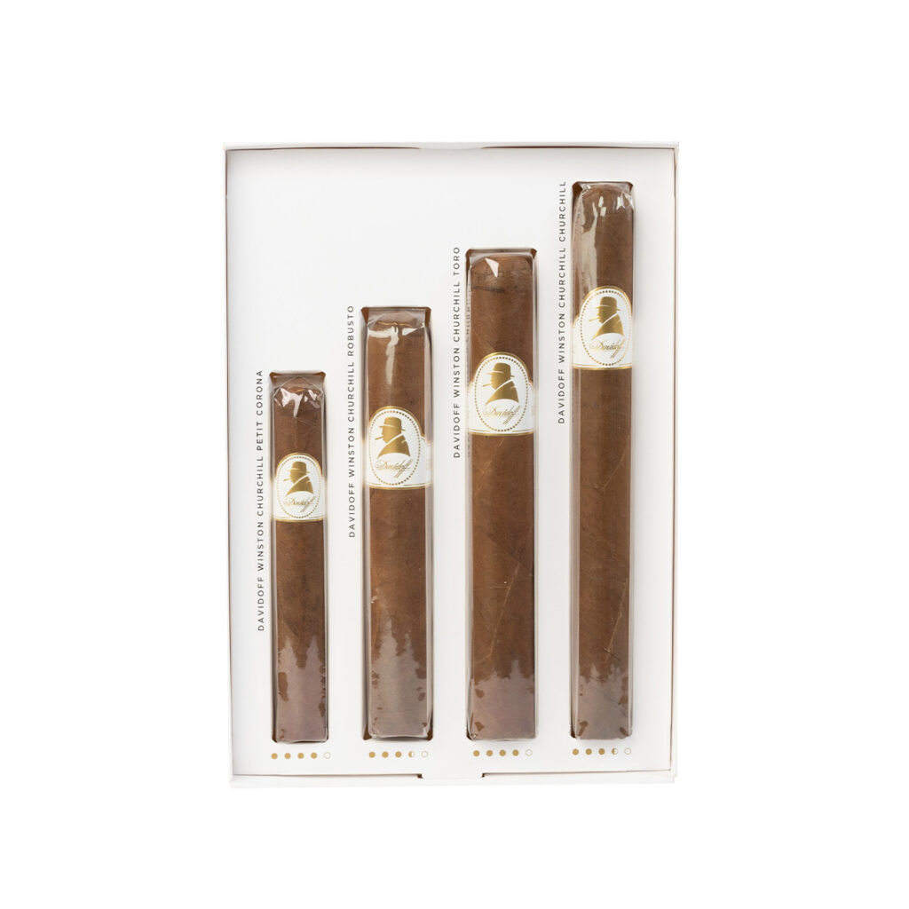 Davidoff Winston Churchill cigars set with elegant packaging.