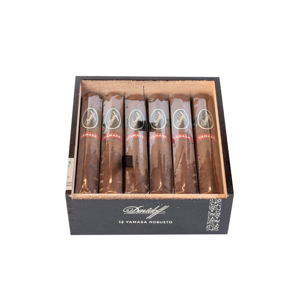 Davidoff Yamasá Robusto cigars in an elegant open box.