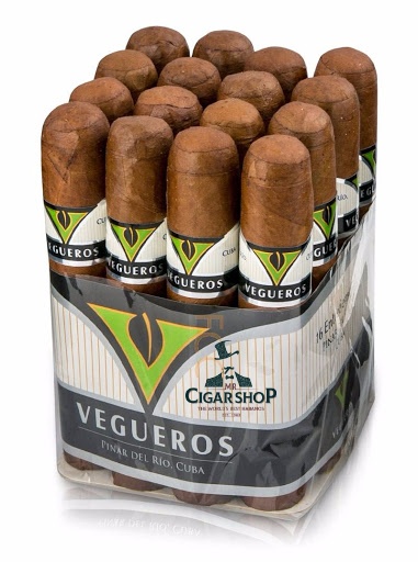 Vegueros Cuban cigars in clear packaging with bold, classic branding.