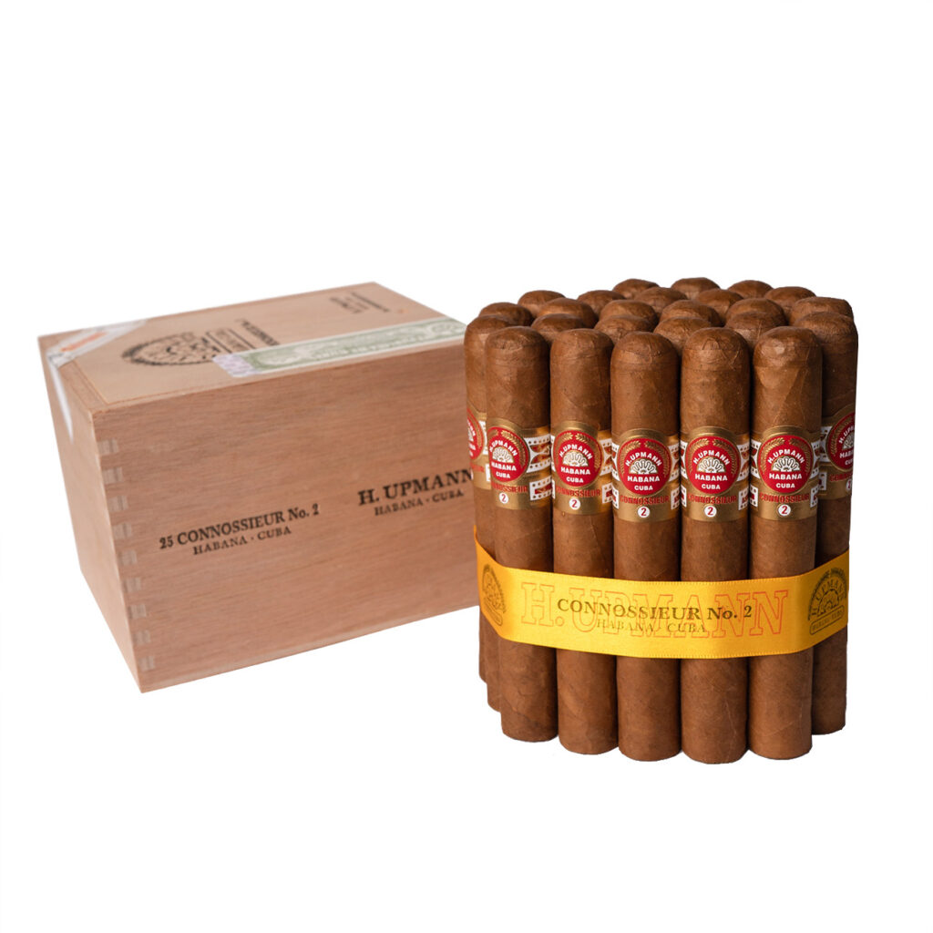 H. Upmann Connoisseur No. 1 cigars, elegant presentation, premium Havana blend.