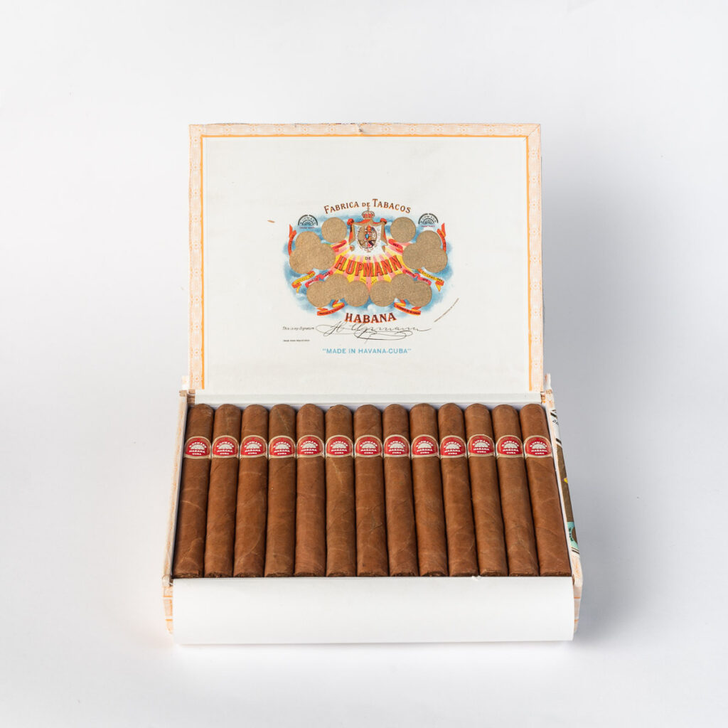 H. Upmann Cuban cigars in elegant wooden box.