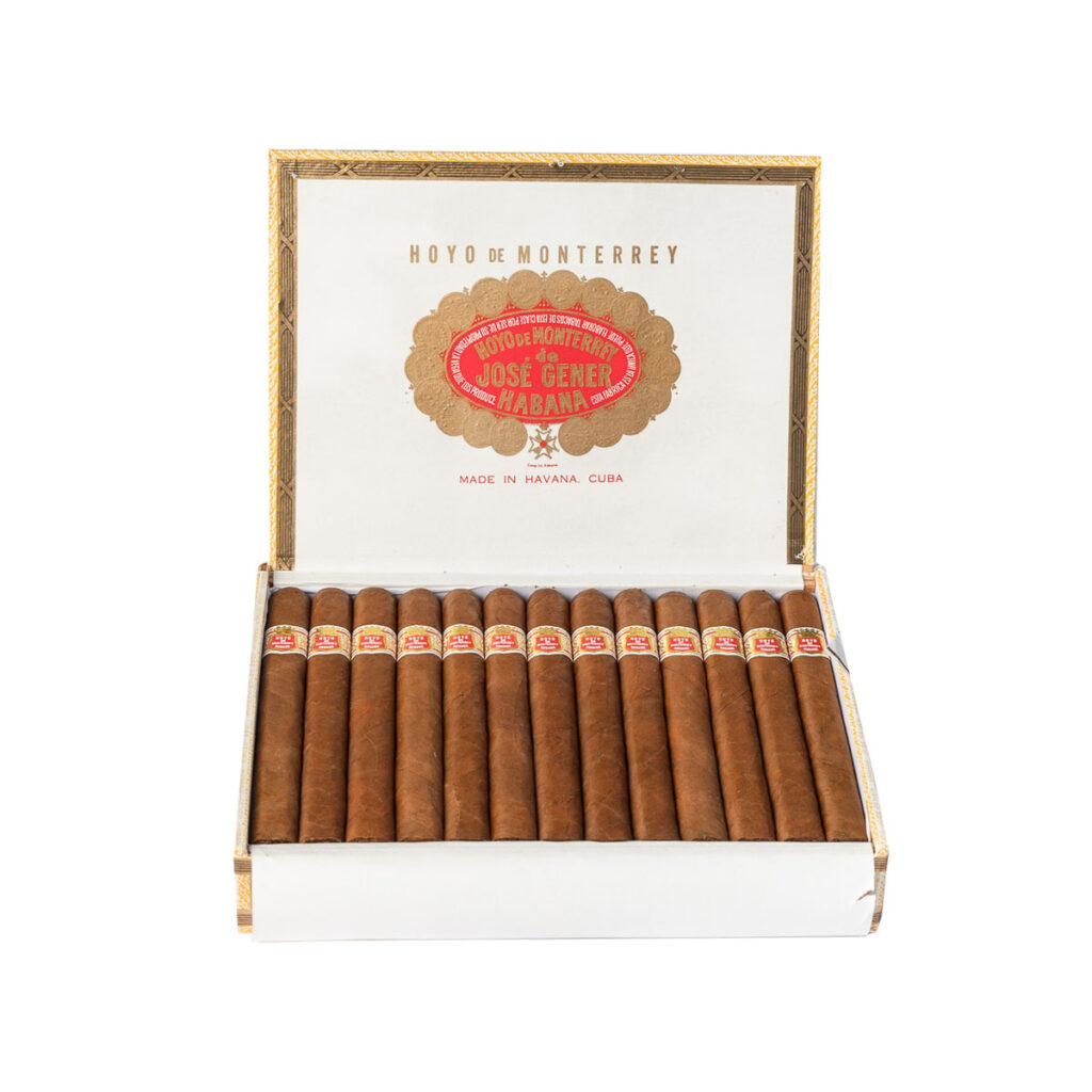 Hoyo de Monterrey cigars, classic Cuban elegance in ornate box.