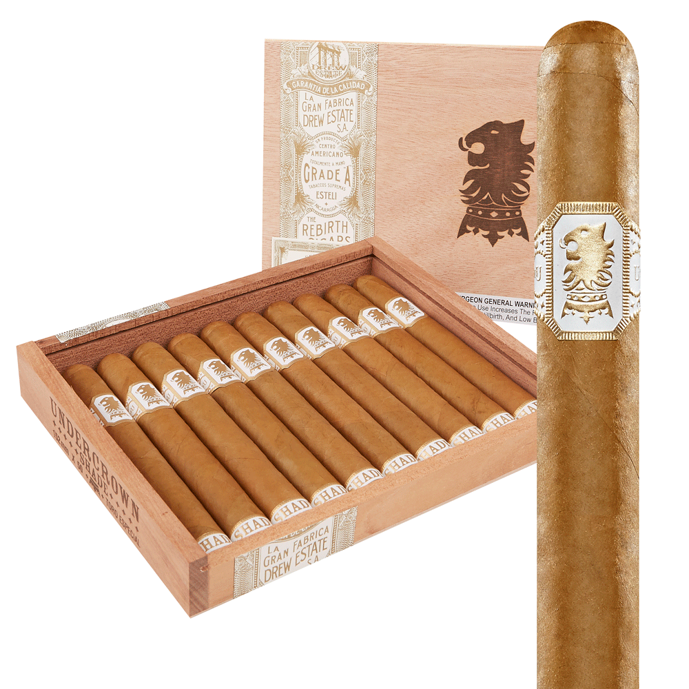 Drew Estate Undercrown Shade cigars in elegant wooden box.