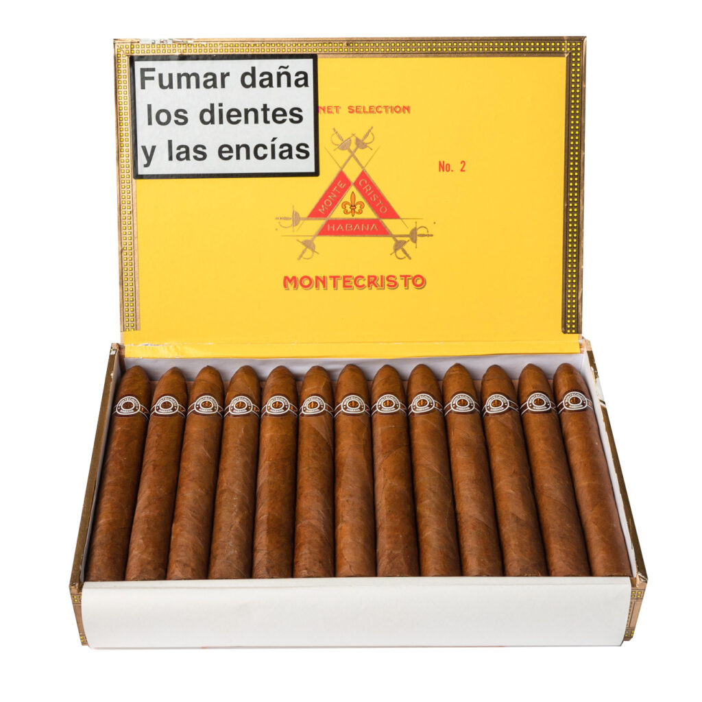 Montecristo No. 2 cigars in an elegant yellow box.