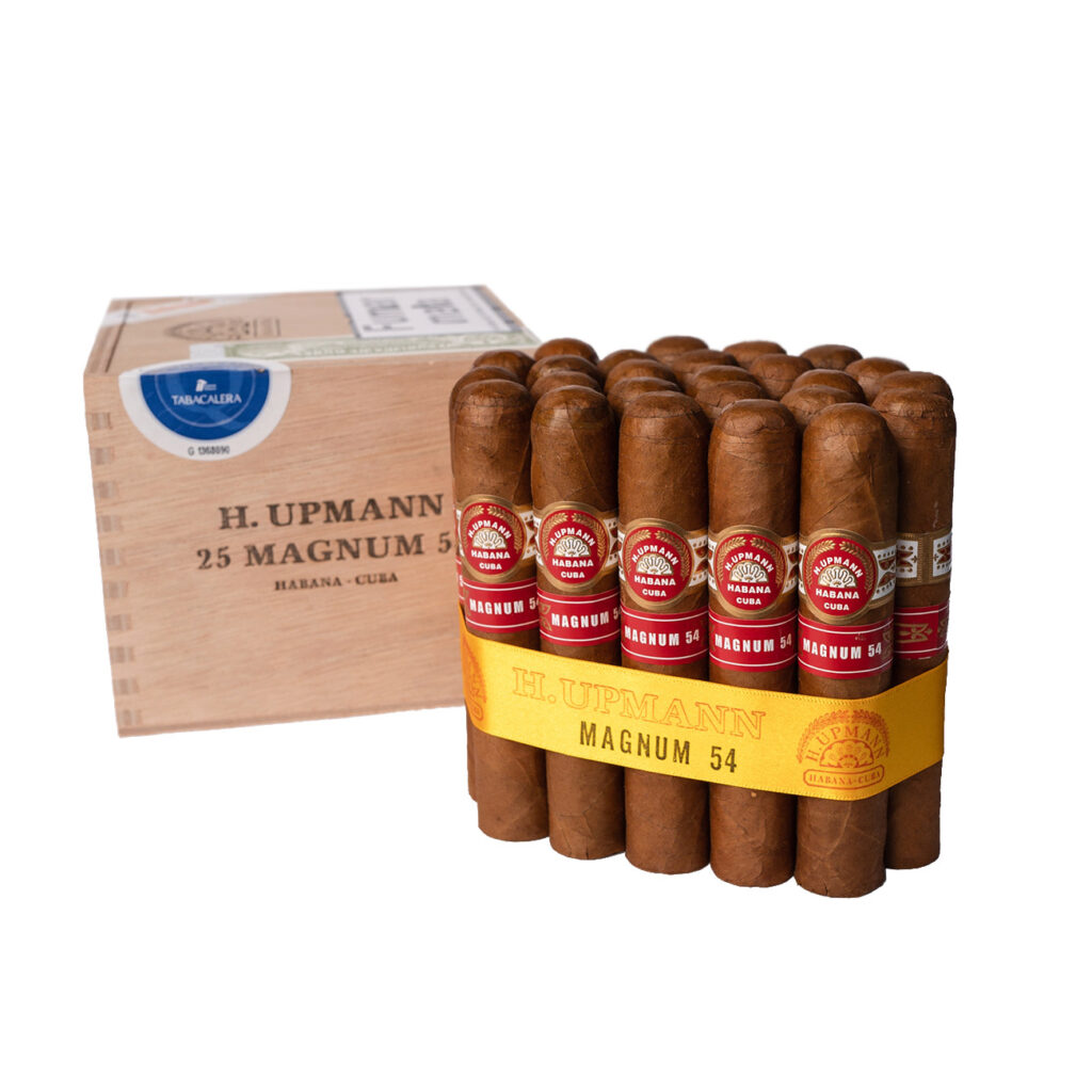 H. Upmann Magnum 54 cigars in elegant red-banded bundles.