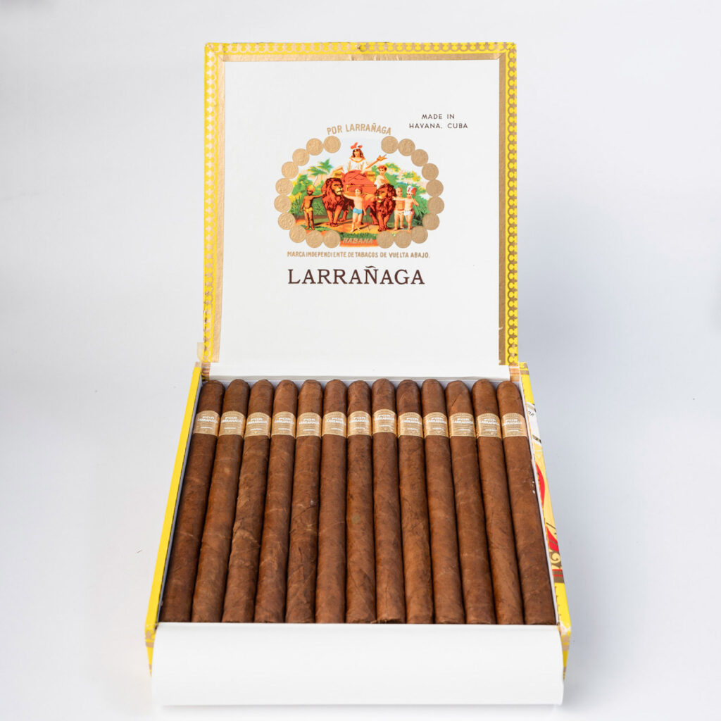 Larrañaga Cuban cigars with classic decorative box and rich brown wrappers.