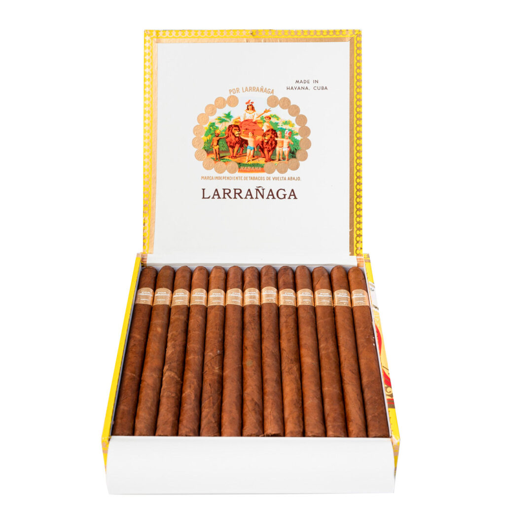 Larrañaga cigars in decorative box, showcasing luxury and tradition.