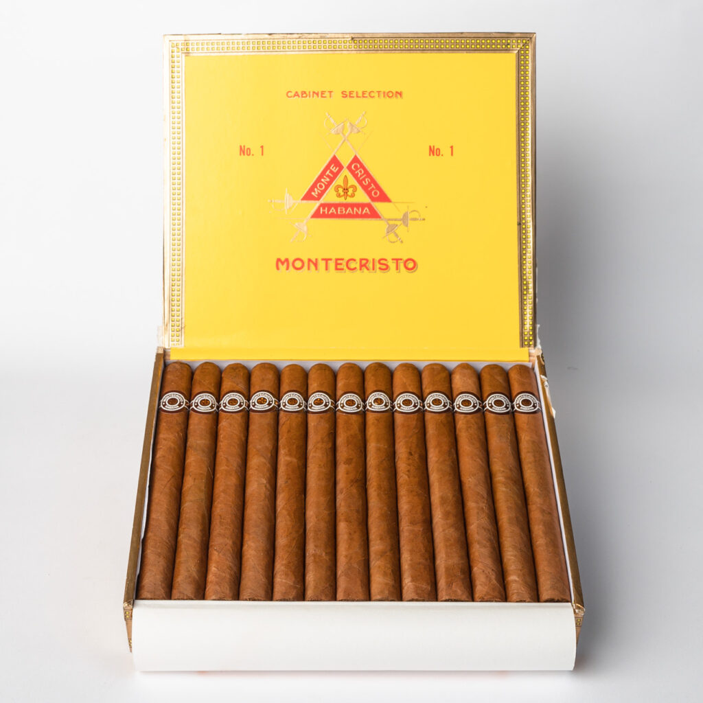Montecristo No. 1 cigars in elegant yellow box.
