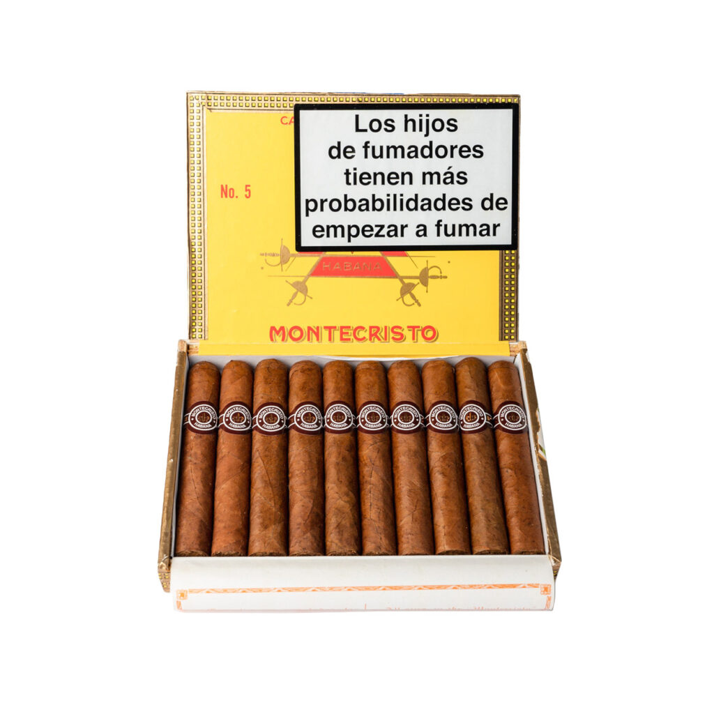 Montecristo No. 5 cigars, elegant presentation with distinct box and branding.