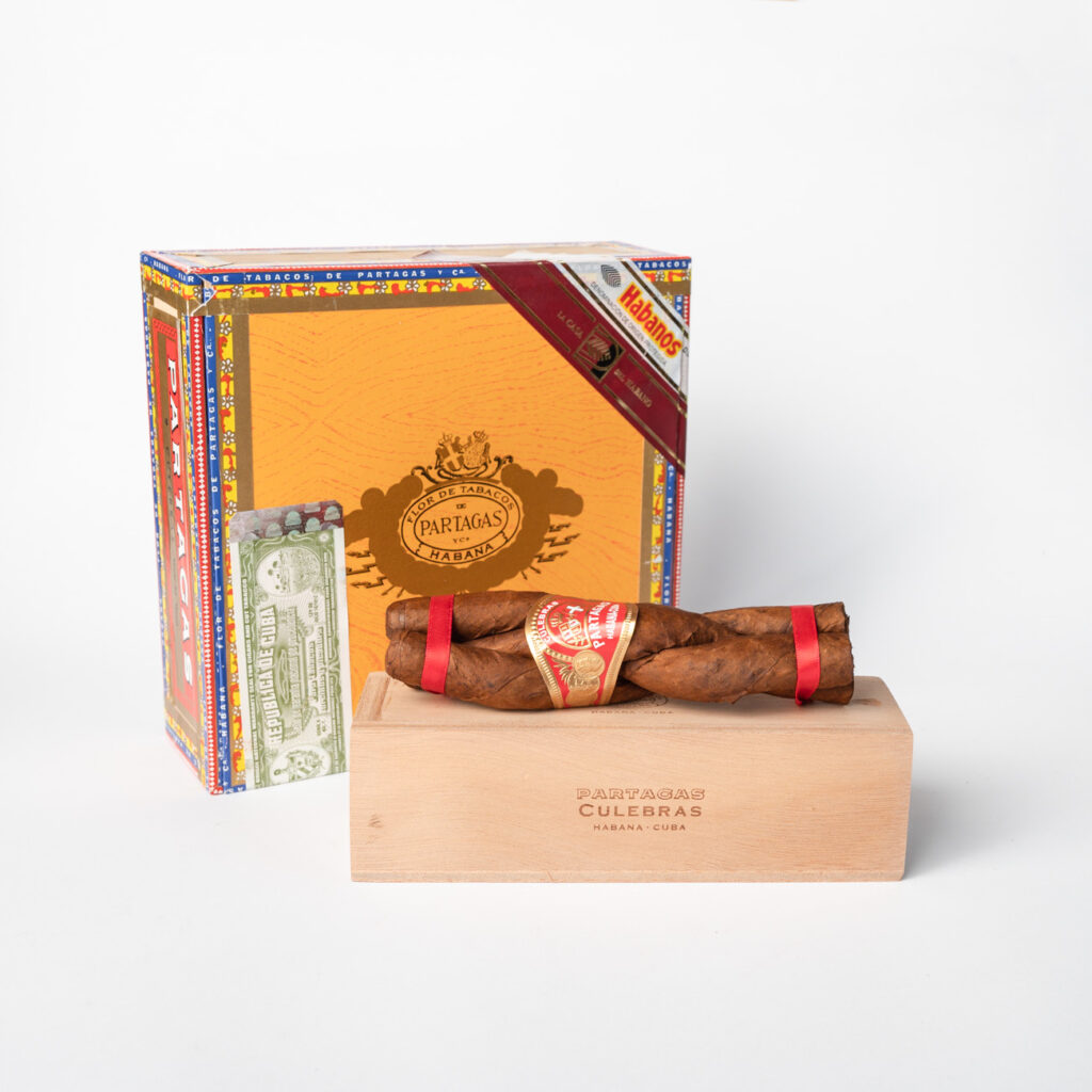 Partagás Culebras cigars, unique twisted presentation, luxury packaging.