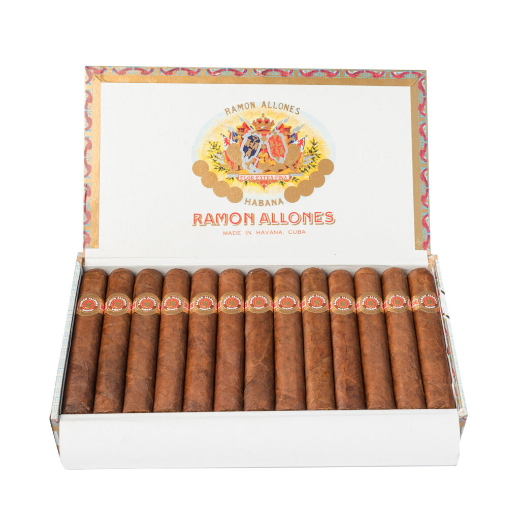 Ramon Allones handcrafted Cuban cigars in an elegant decorative box.