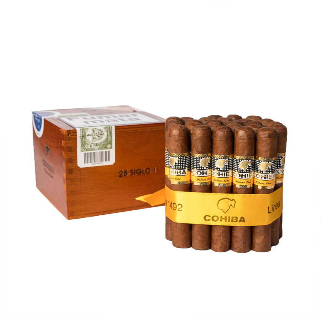 Cohiba Siglo II cigars with elegant wooden box packaging.
