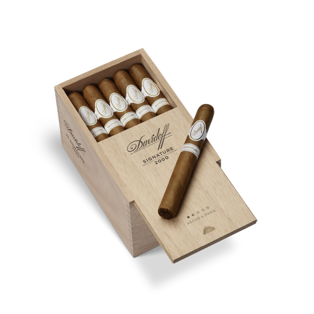 Davidoff Signature 2000 cigars in an elegant wooden box.