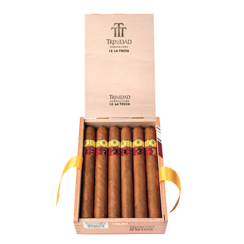 Trinidad La Trova cigars in an elegant wooden box.
