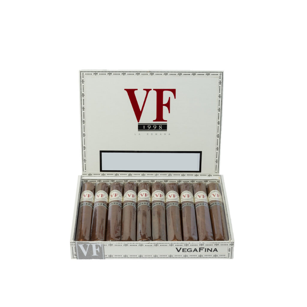Vegafina 1998 cigars in elegant white packaging.