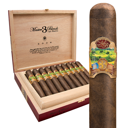 Oliva Master Blends 3 cigars in an elegant wooden box.