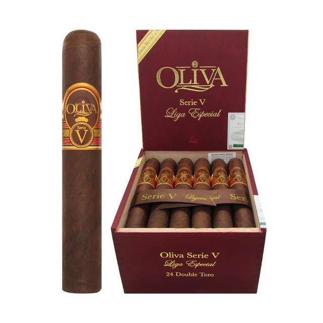 Oliva Serie V Liga Especial, premium cigars in rich, elegant packaging.