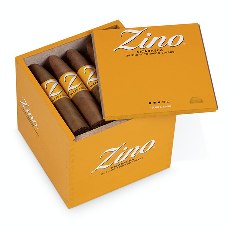 Zino Nicaragua short torpedo cigars in an orange box.
