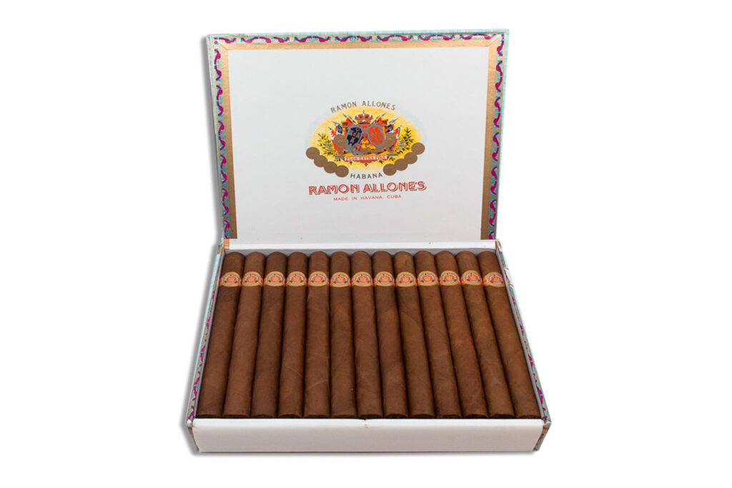 Ramon Allones cigars in a decorative box, classic and prestigious.
