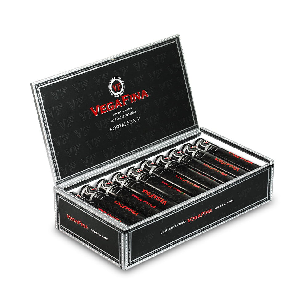Vegafina Fortaleza 2 Robusto Tubo, premium cigar in sleek packaging.