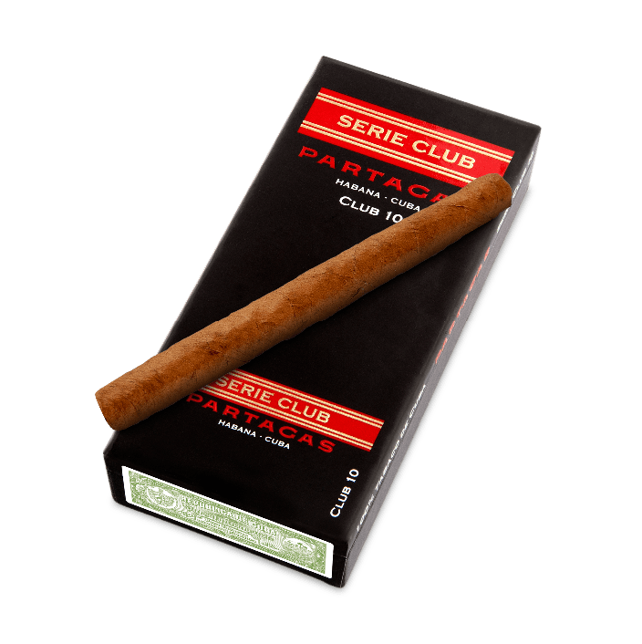Partagas Serie Club, Cuban cigar with an elegant black and red packaging.