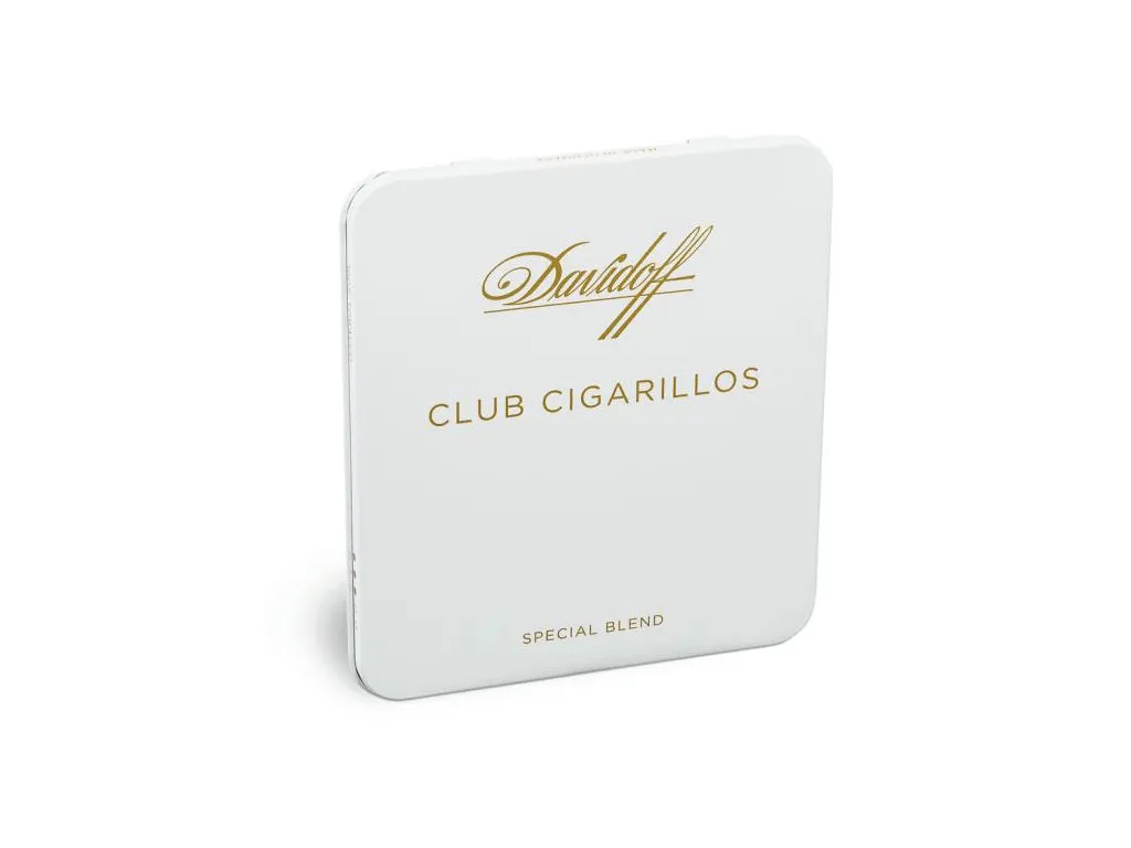 Davidoff Club Cigarillos, Special Blend, elegant white packaging.